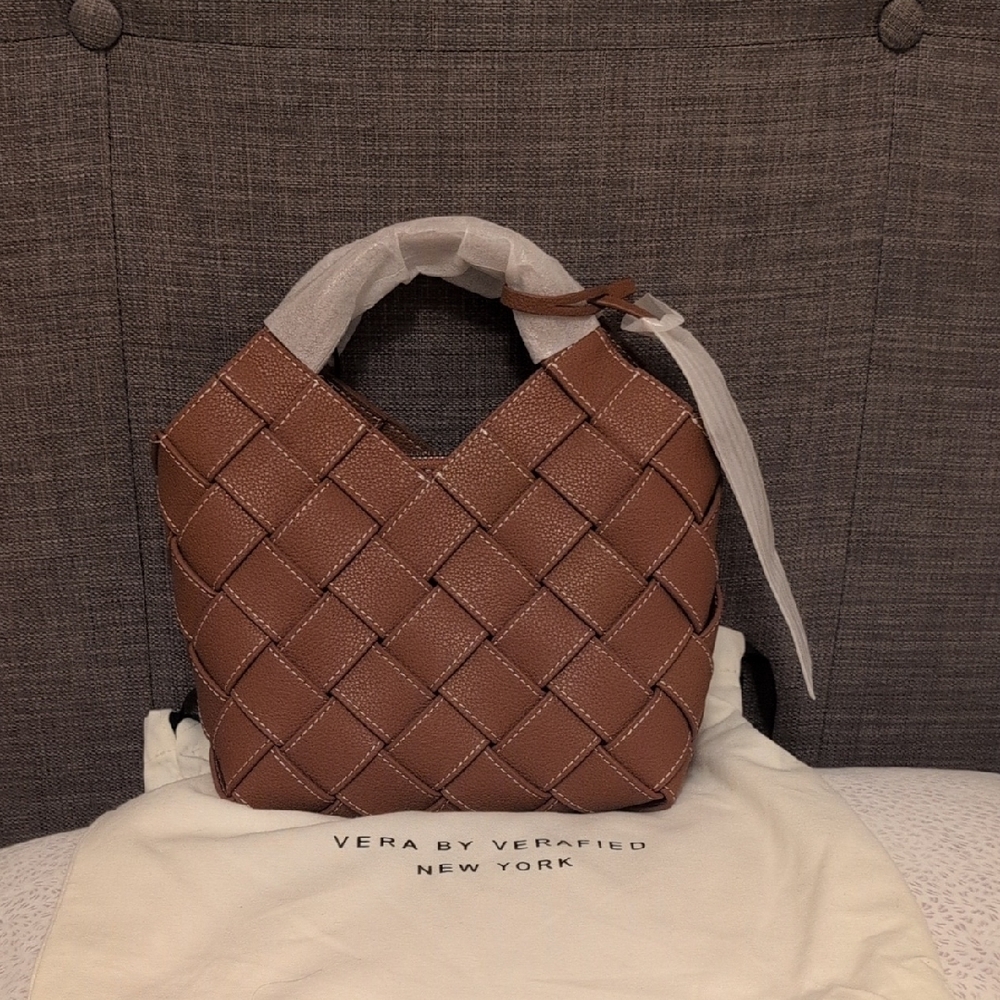 Verafied Woven Tan Satchel NWT